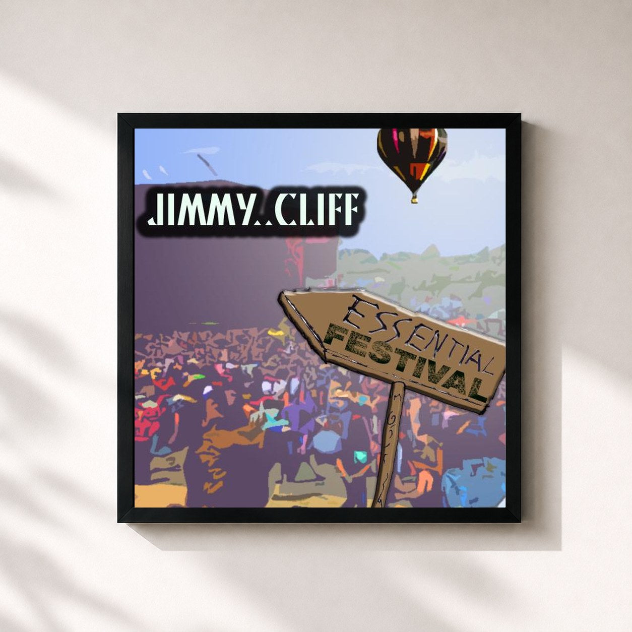 #noir Tableau carré de l'album Essential Festival: Jimmy Cliff (International Version) de Jimmy Cliff, cadre noir 32x32 cm