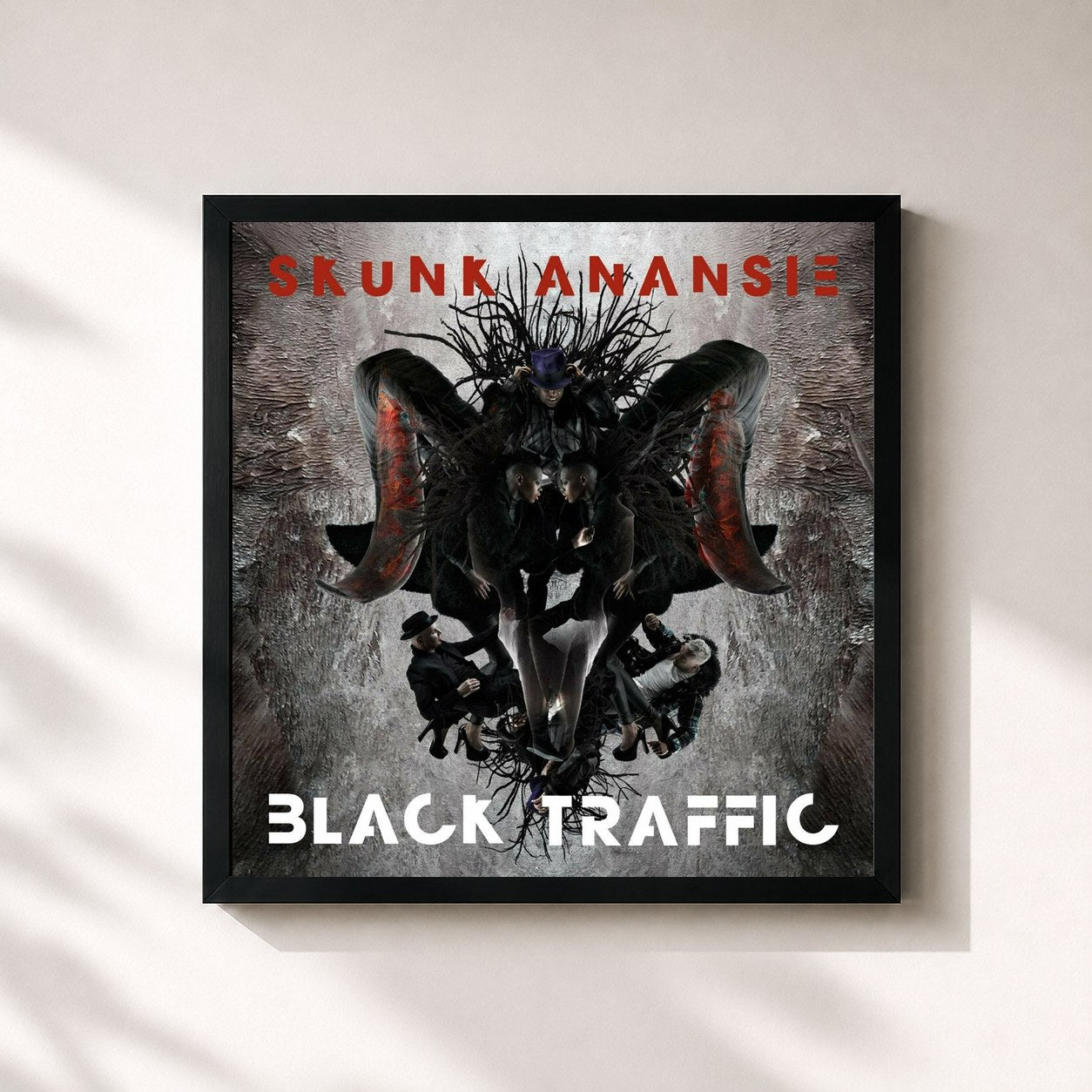 #noir Tableau carré de l'album Black Traffic de Skunk Anansie, cadre noir 32x32 cm