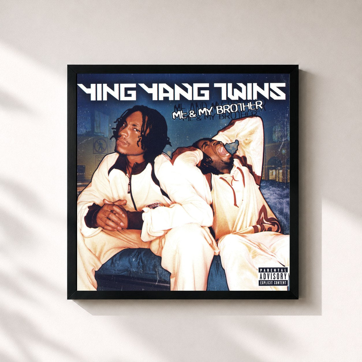 #noir Tableau carré de l'album Me & My Brother de Ying Yang Twins, cadre noir 32x32 cm