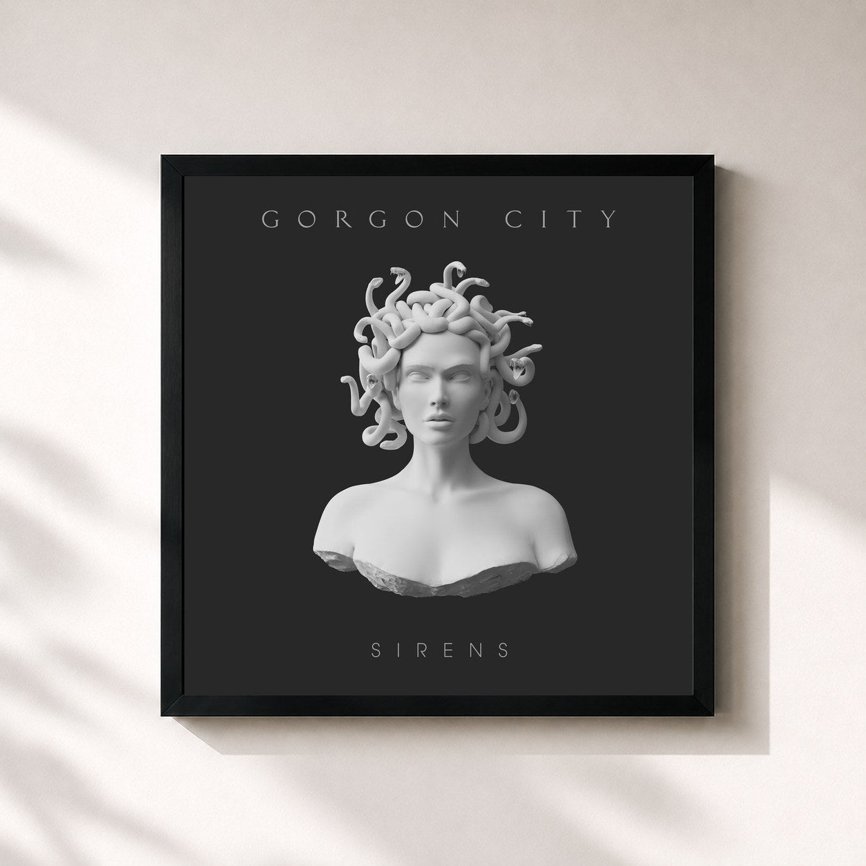 #noir Tableau carré de l'album Sirens (Deluxe) de Gorgon City, cadre noir 32x32 cm