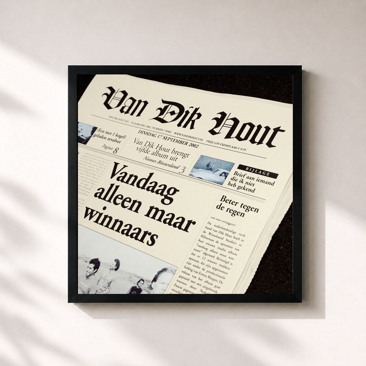 #noir Tableau carré de l'album Vandaag Alleen Maar Winnaars de Van Dik Hout, cadre noir 32x32 cm