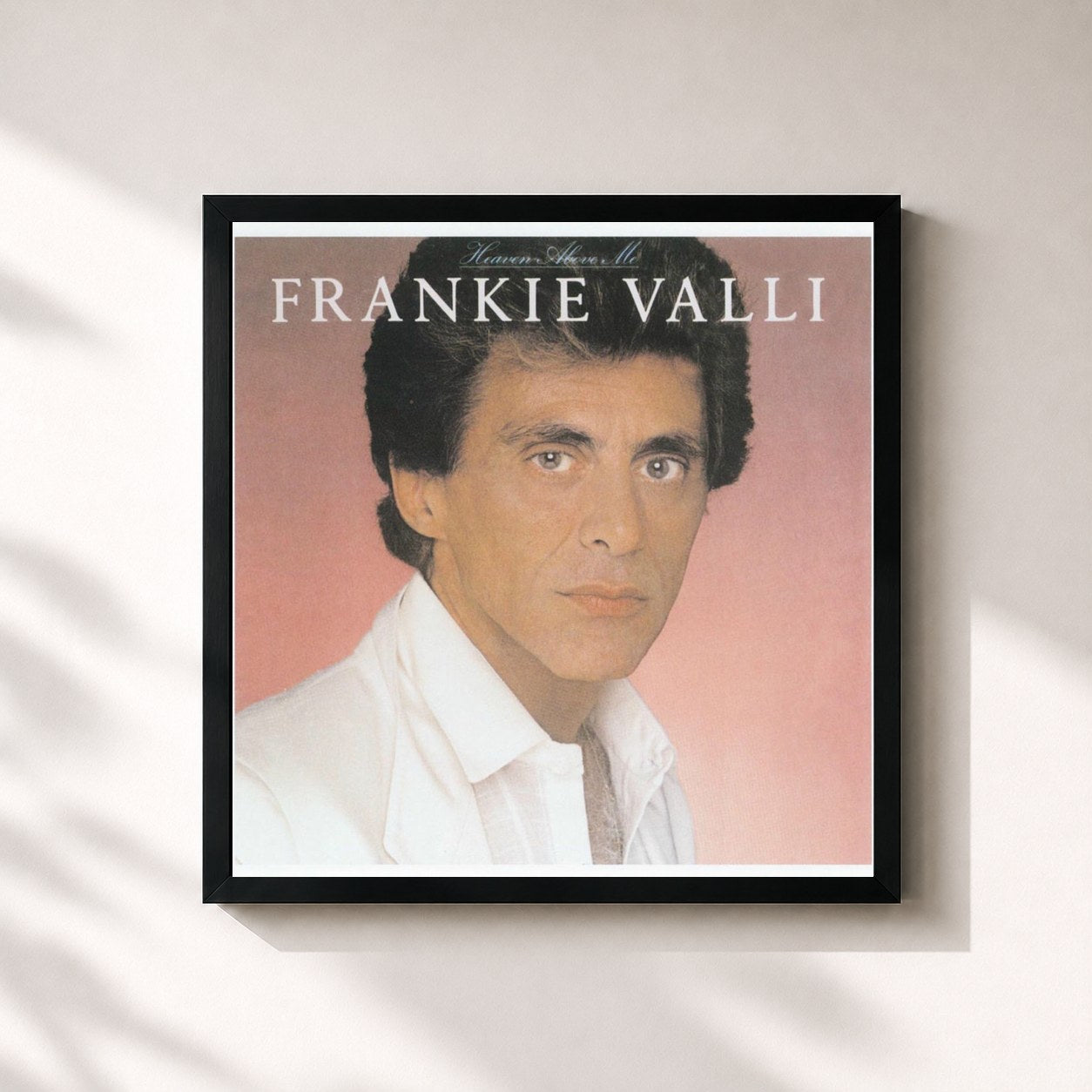 #noir Tableau carré de l'album Heaven Above Me de Frankie Valli, cadre noir 32x32 cm