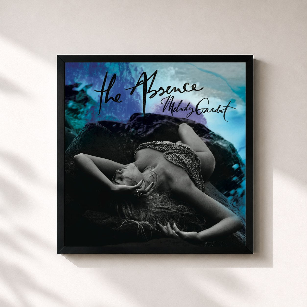 #noir Tableau carré de l'album The Absence de Melody Gardot, cadre noir 32x32 cm