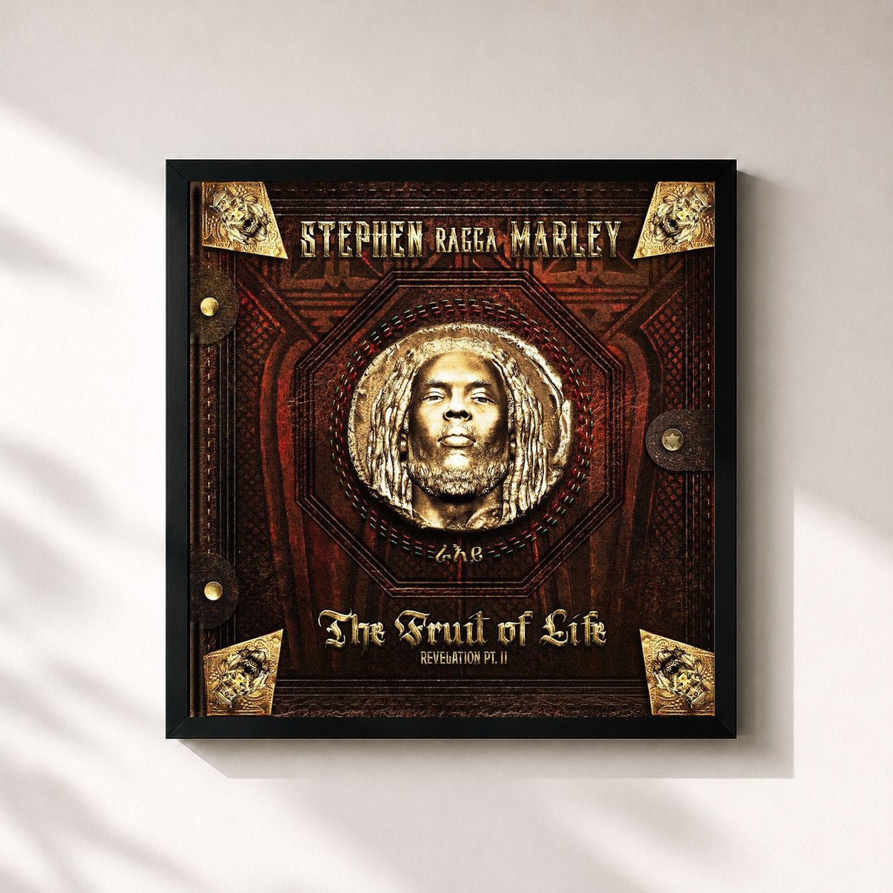 #noir Tableau carré de l'album Revelation Pt. II: The Fruit of Life de Stephen Marley, cadre noir 32x32 cm