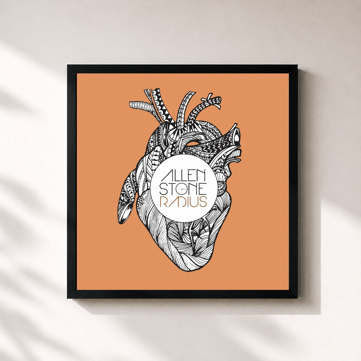 #noir Tableau carré de l'album Radius (Deluxe Edition) de Allen Stone, cadre noir 32x32 cm
