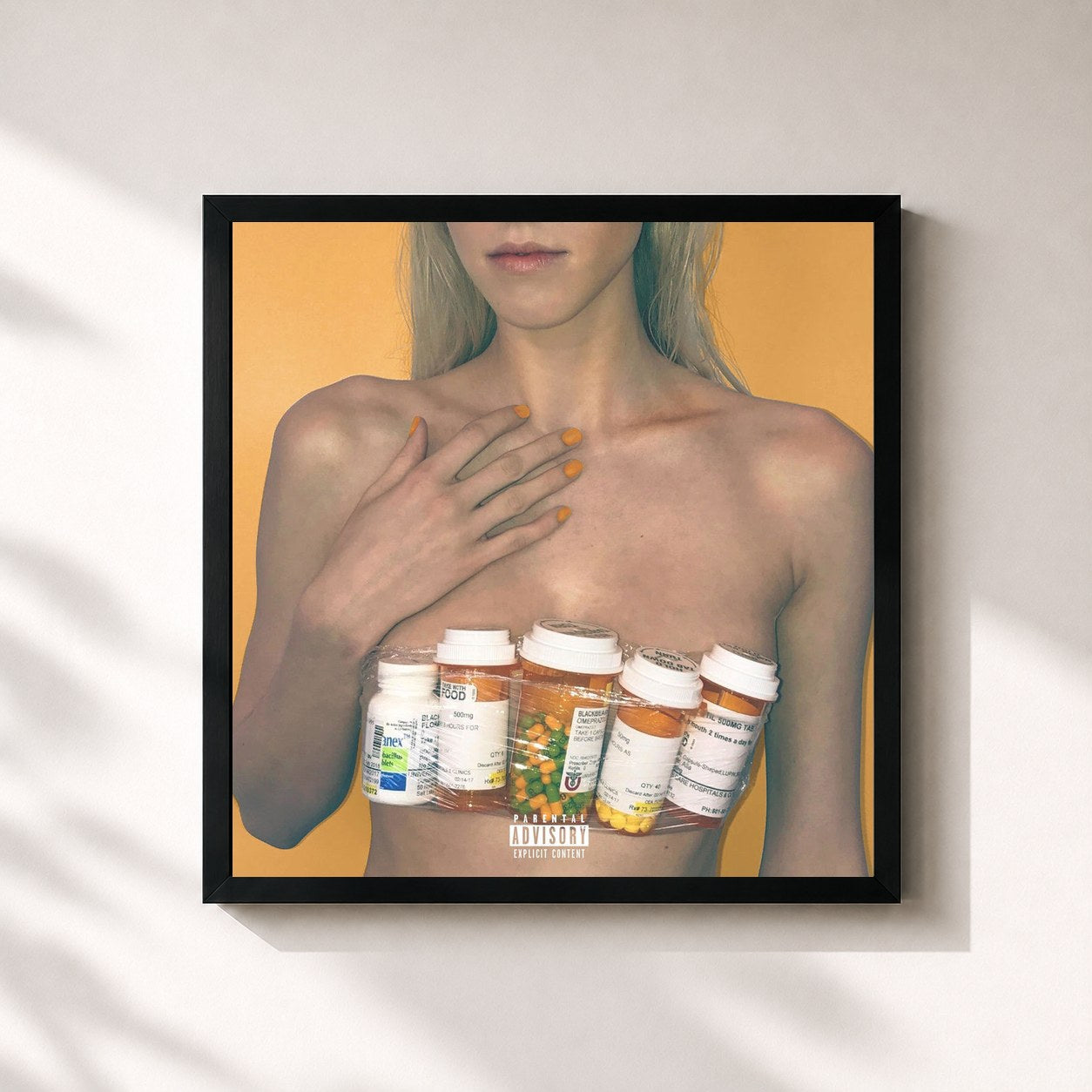 #noir Tableau carré de l'album digital druglord de blackbear, cadre noir 32x32 cm
