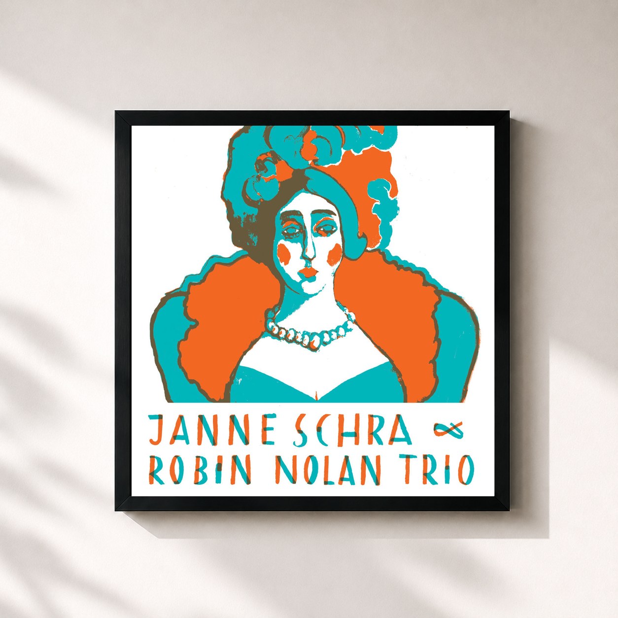 #noir Tableau carré de l'album Janne Schra & Robin Nolan Trio de Janne Schra, cadre noir 32x32 cm