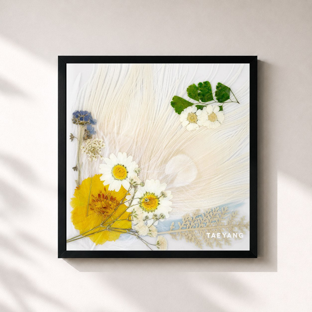 #noir Tableau carré de l'album WHITE NIGHT de TAEYANG, cadre noir 32x32 cm