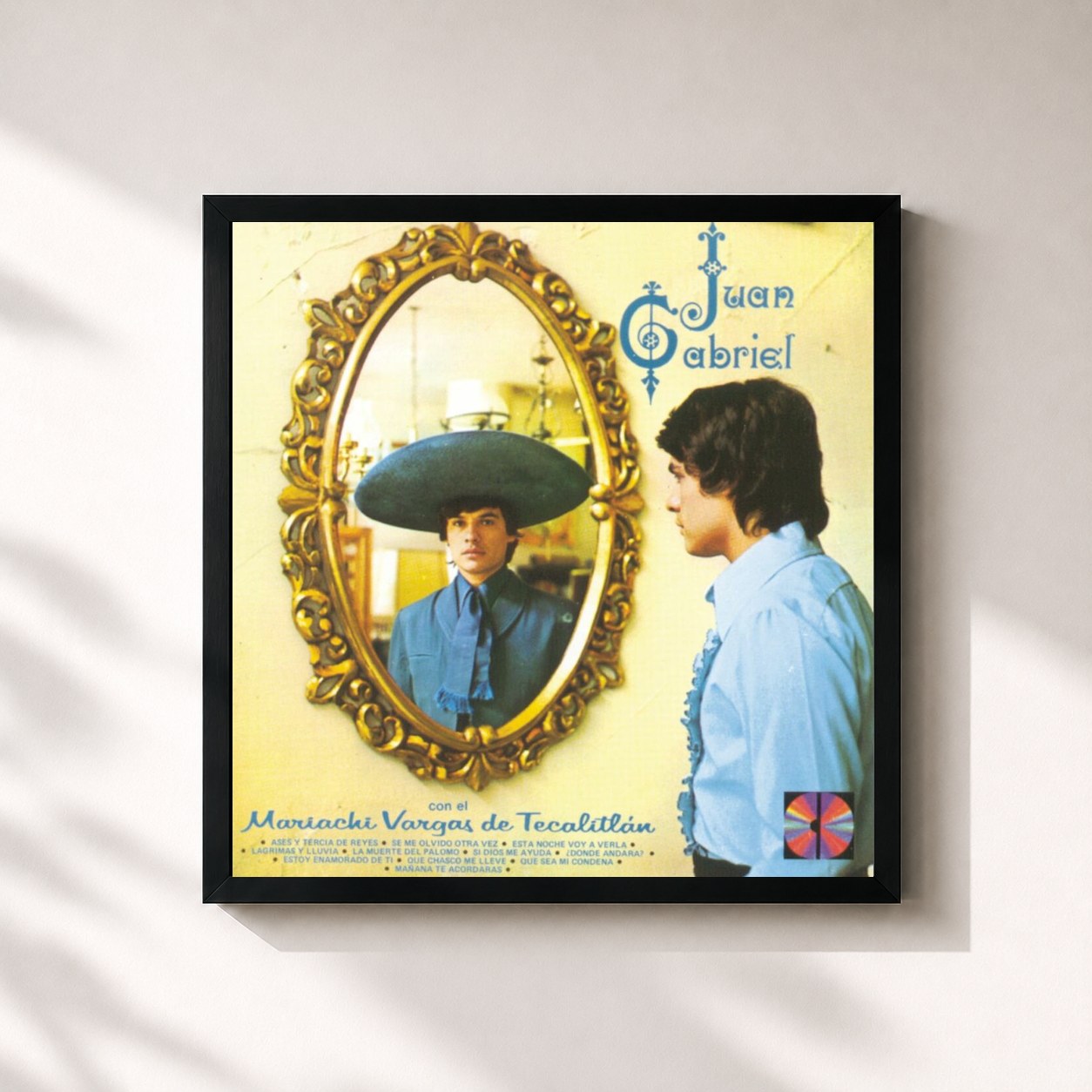 #noir Tableau carré de l'album Con El Mariachi Vargas De Tecalitlan (with El Mariachi Vargas de Tecalitlán) de Juan Gabriel, cadre noir 32x32 cm