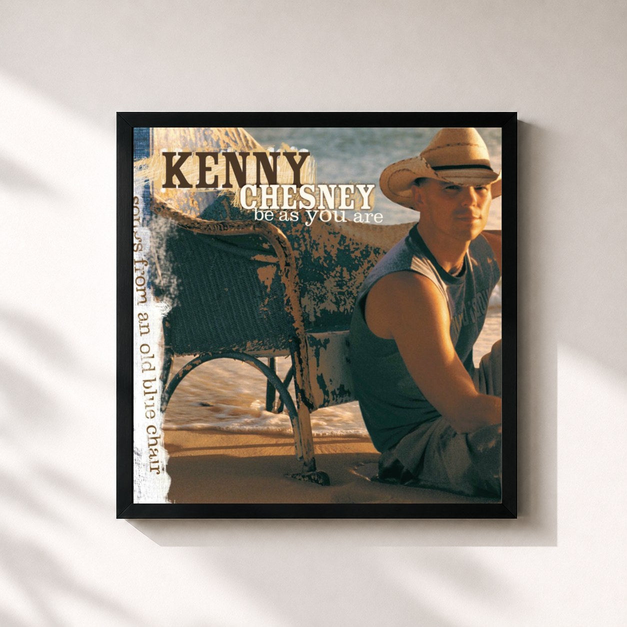 #noir Tableau carré de l'album Be As You Are de Kenny Chesney, cadre noir 32x32 cm