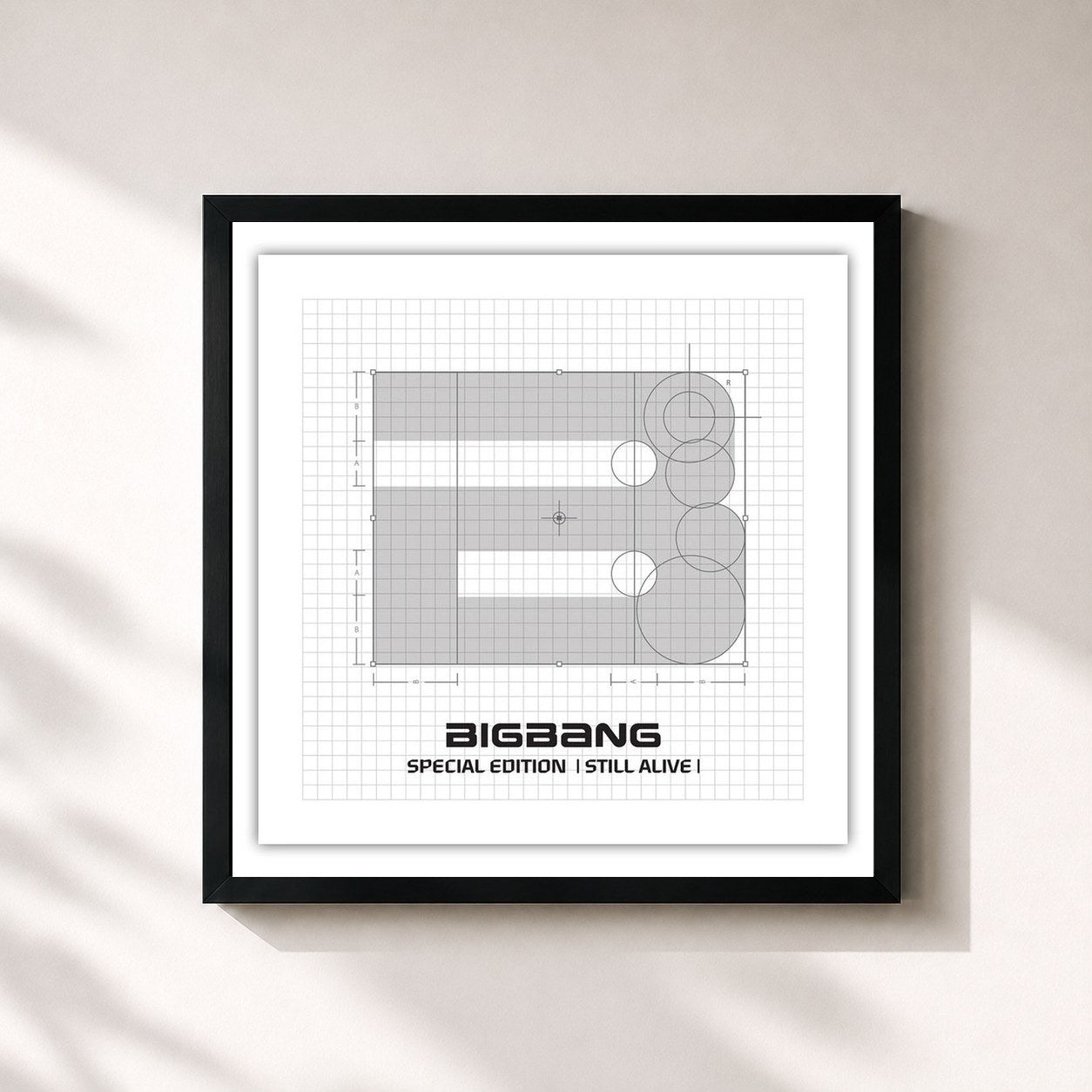 #noir Tableau carré de l'album BIGBANG Special Edition  Still Alive 1 de Bigbang, cadre noir 32x32 cm
