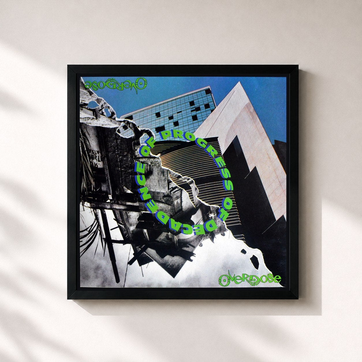 #noir Tableau carré de l'album Progress Of Decadence (Original) de Overdose, cadre noir 32x32 cm