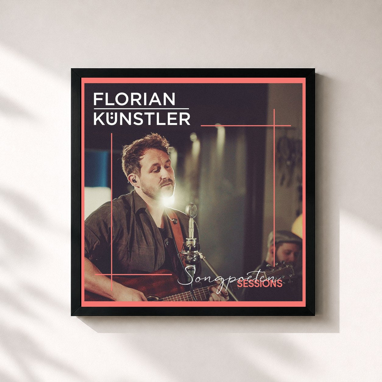 #noir Tableau carré de l'album Songpoeten Sessions de Florian Künstler, cadre noir 32x32 cm