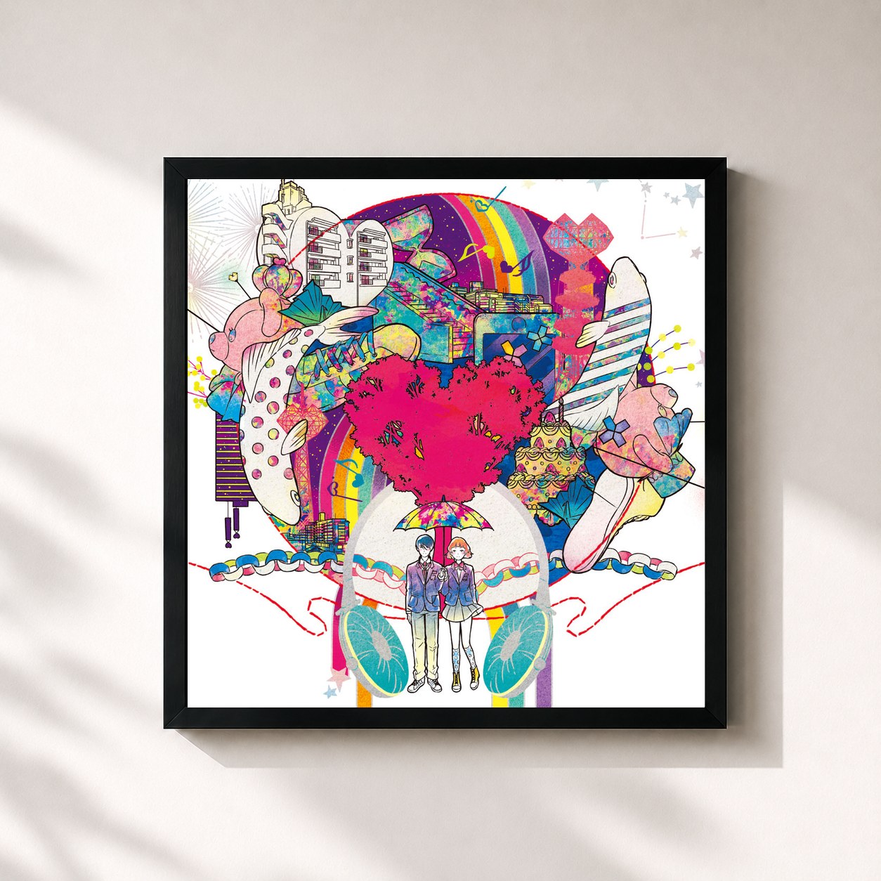 #noir Tableau carré de l'album LOVE CALENDER de DECO*27, cadre noir 32x32 cm