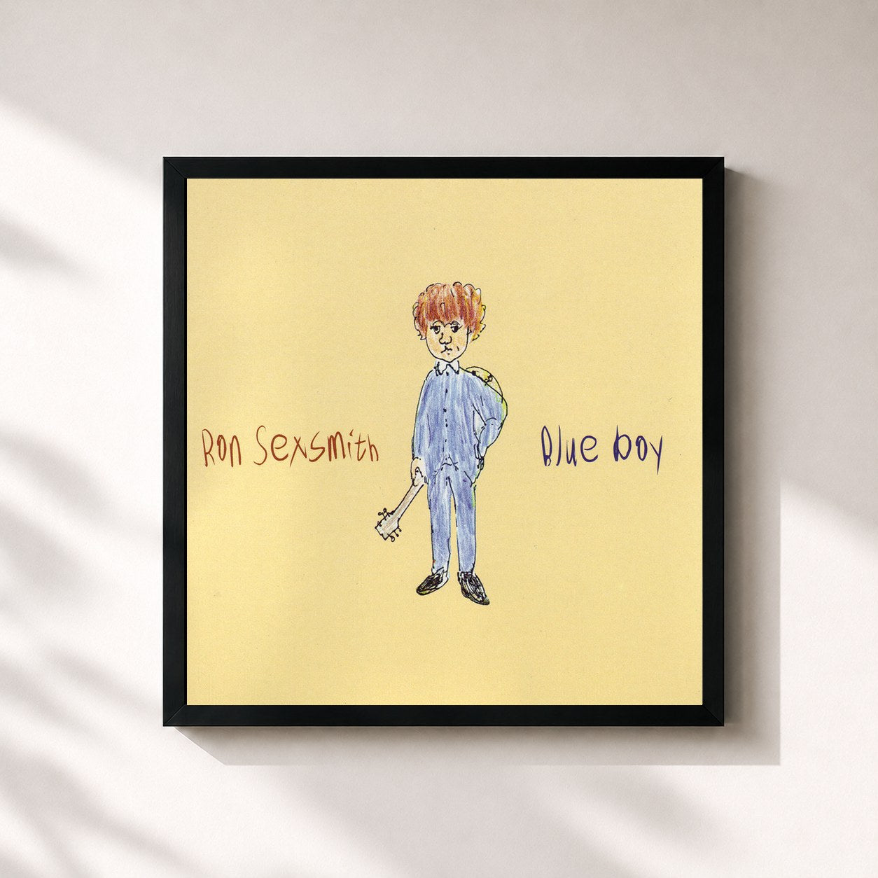 #noir Tableau carré de l'album Blue Boy de Ron Sexsmith, cadre noir 32x32 cm