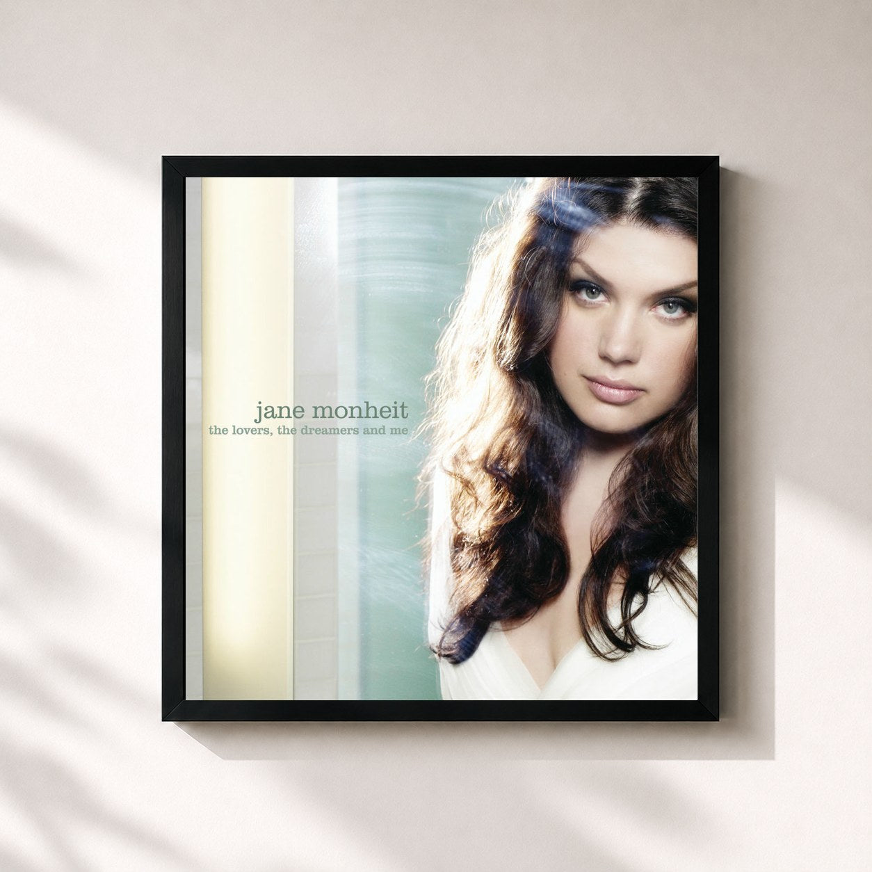 #noir Tableau carré de l'album The Lovers, the Dreamers and Me de Jane Monheit, cadre noir 32x32 cm