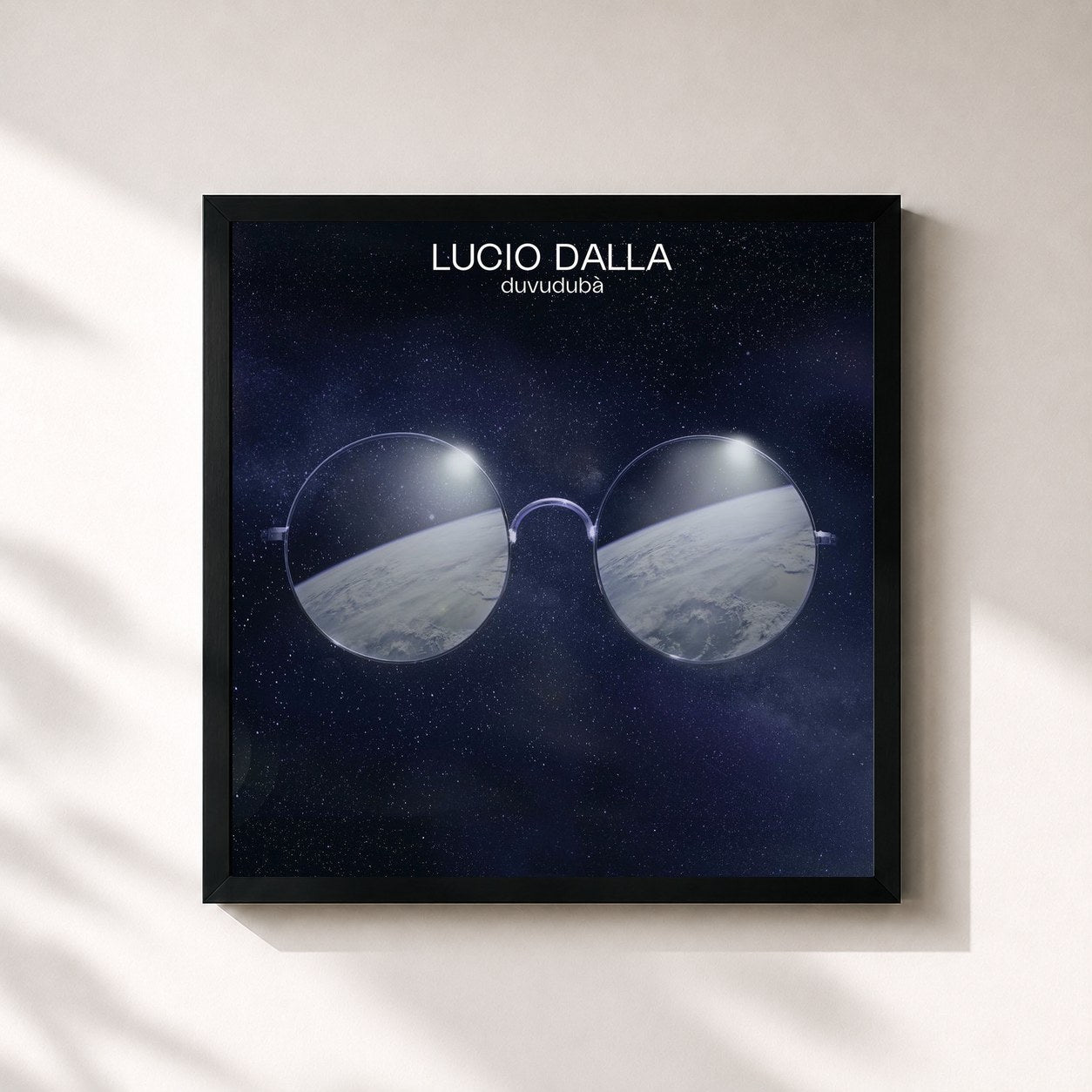 #noir Tableau carré de l'album duvudubà de Lucio Dalla, cadre noir 32x32 cm