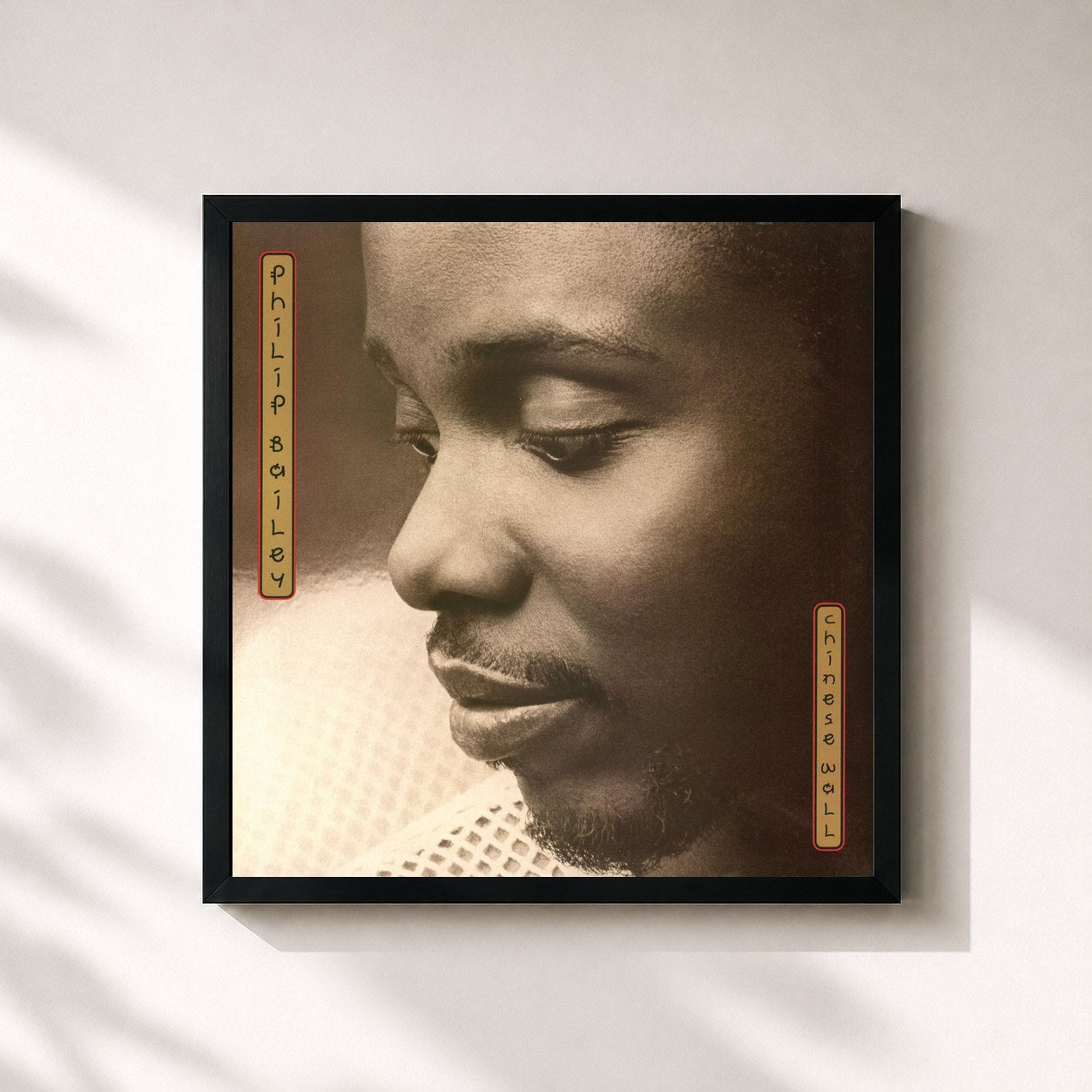 #noir Tableau carré de l'album Chinese Wall (Expanded Edition) de Philip Bailey, cadre noir 32x32 cm