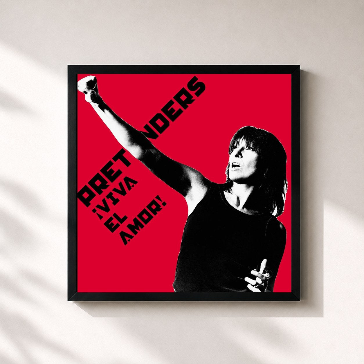 #noir Tableau carré de l'album Viva El Amor de Pretenders, cadre noir 32x32 cm