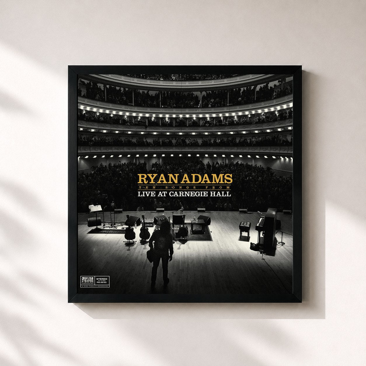 #noir Tableau carré de l'album Ten Songs from Carnegie Hall de Ryan Adams, cadre noir 32x32 cm