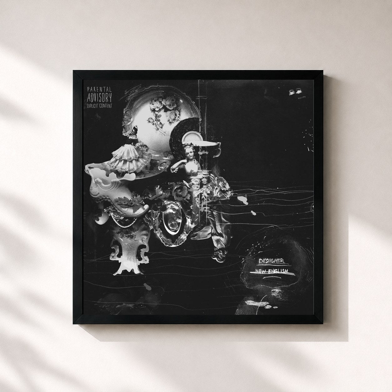 #noir Tableau carré de l'album New English de Desiigner, cadre noir 32x32 cm