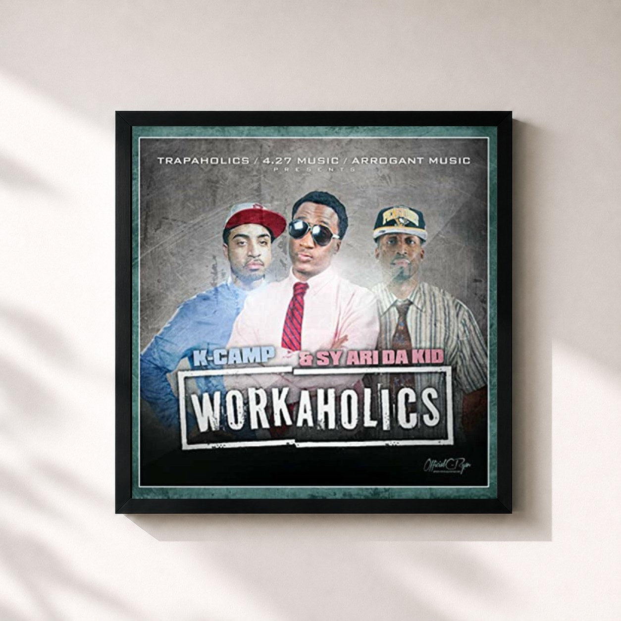 #noir Tableau carré de l'album Workaholics (Deluxe Edition) de K Camp, cadre noir 32x32 cm