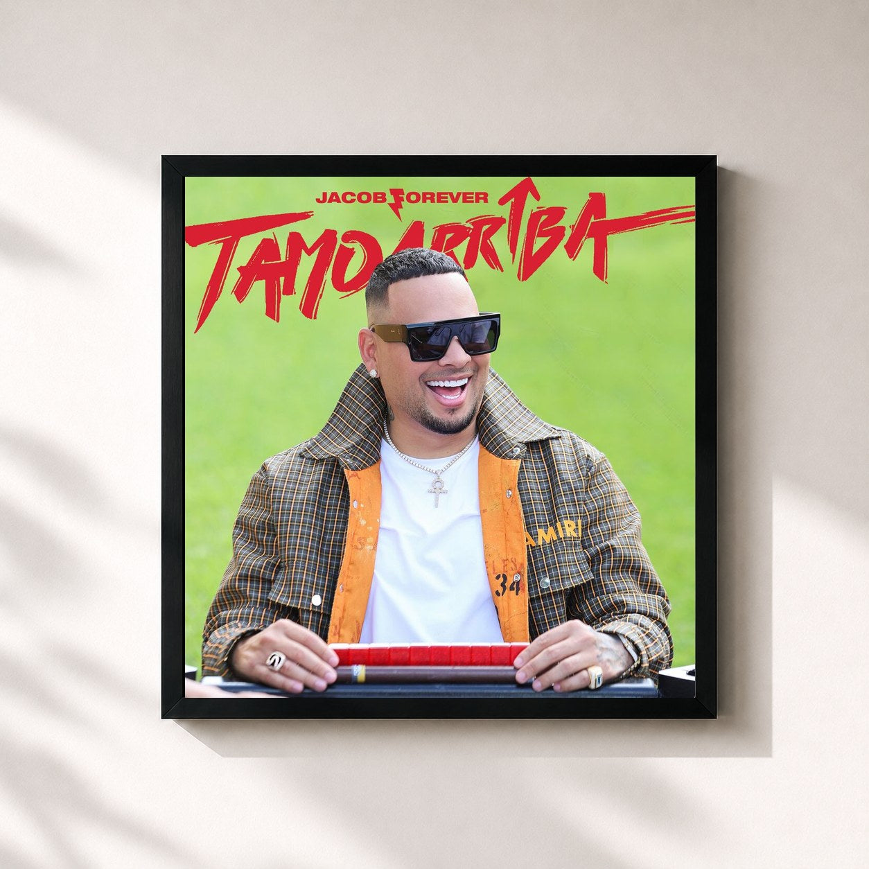 #noir Tableau carré de l'album Tamoarriba de Jacob Forever, cadre noir 32x32 cm