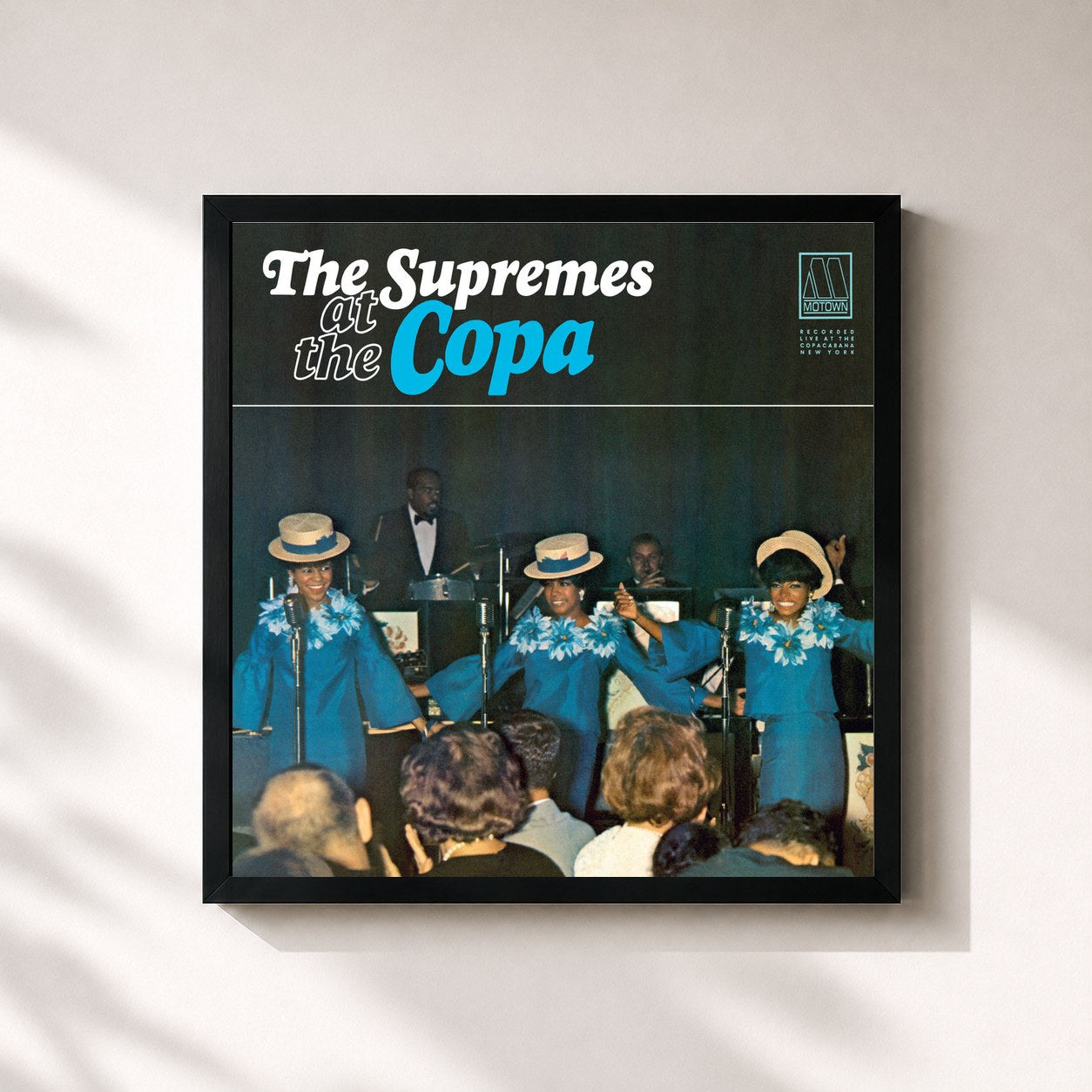 #noir Tableau carré de l'album At The Copa de The Supremes, cadre noir 32x32 cm