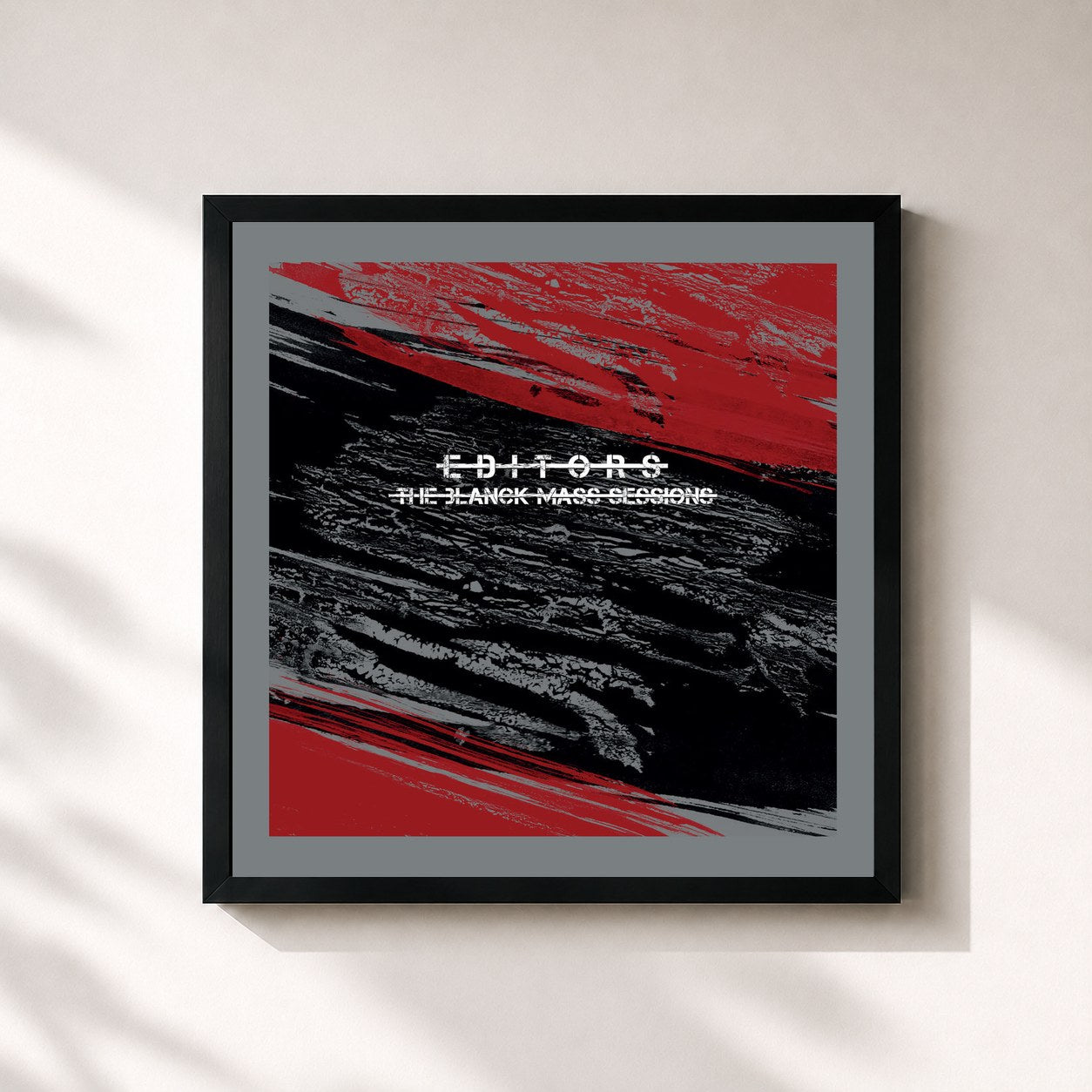 #noir Tableau carré de l'album The Blanck Mass Sessions de Editors, cadre noir 32x32 cm