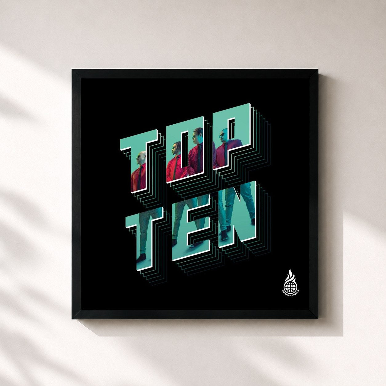 #noir Tableau carré de l'album TOP TEN de Culcha Candela, cadre noir 32x32 cm