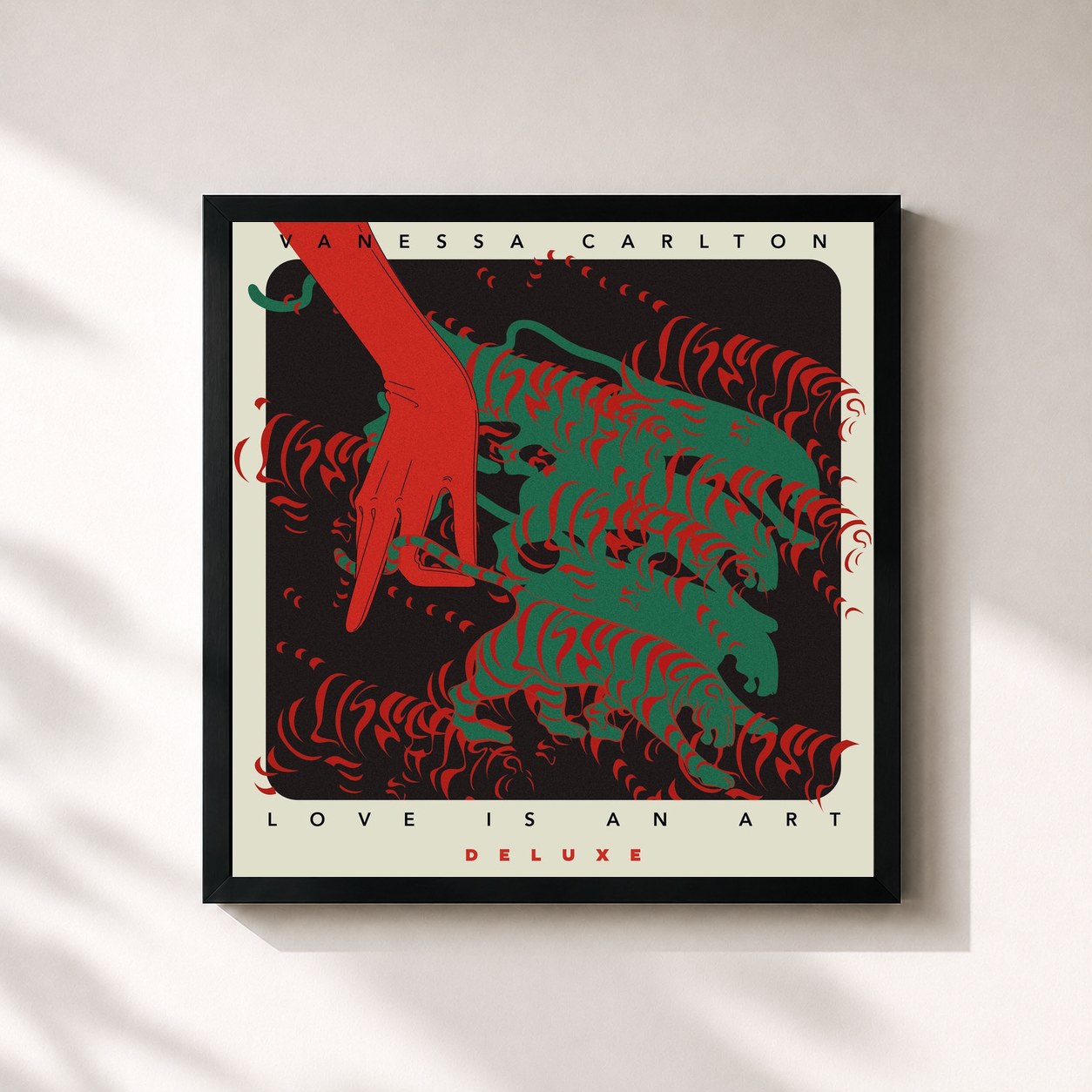 #noir Tableau carré de l'album Love is an Art (Deluxe) de Vanessa Carlton, cadre noir 32x32 cm