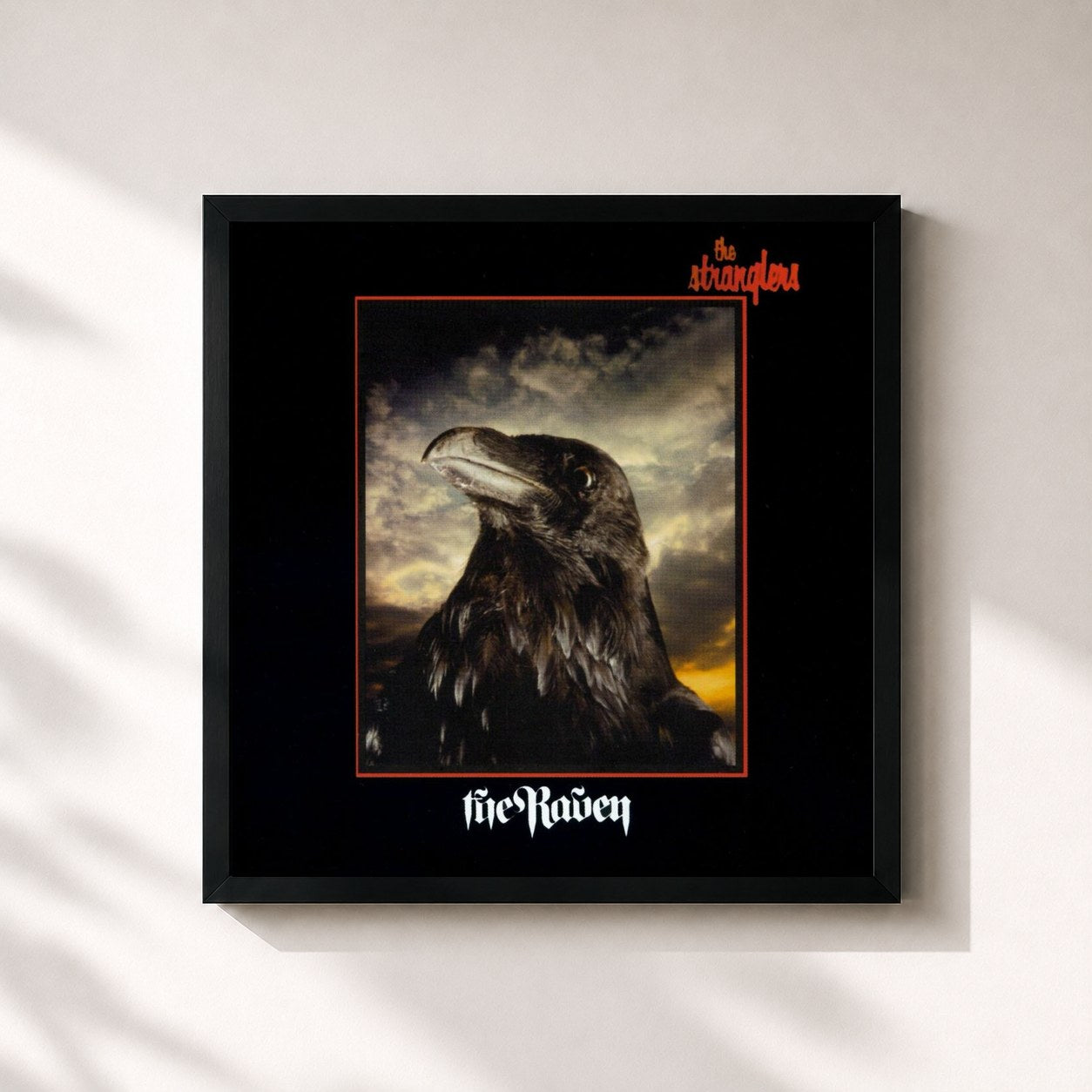 #noir Tableau carré de l'album The Raven de The Stranglers, cadre noir 32x32 cm