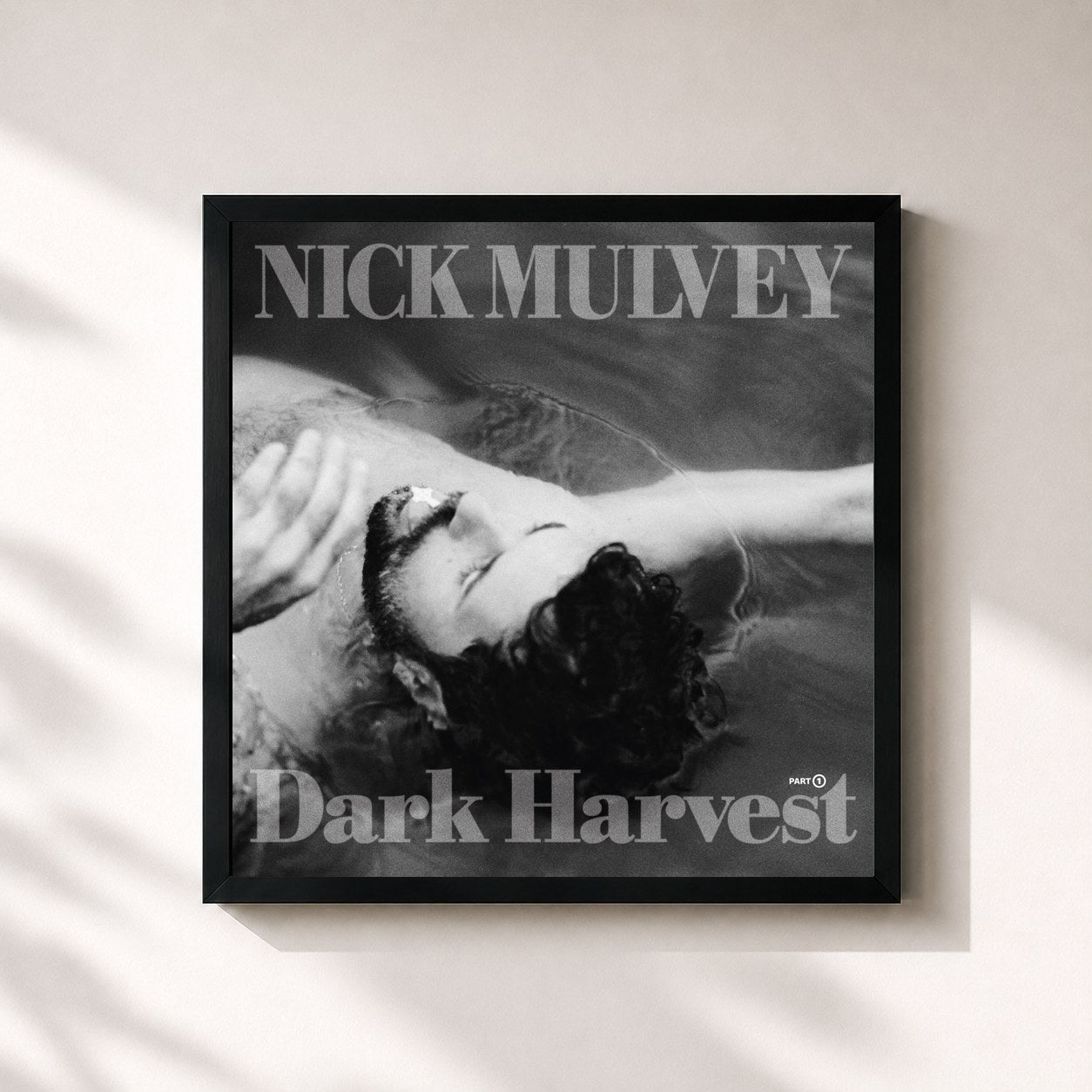 #noir Tableau carré de l'album Dark Harvest, Pt. 1 de Nick Mulvey, cadre noir 32x32 cm