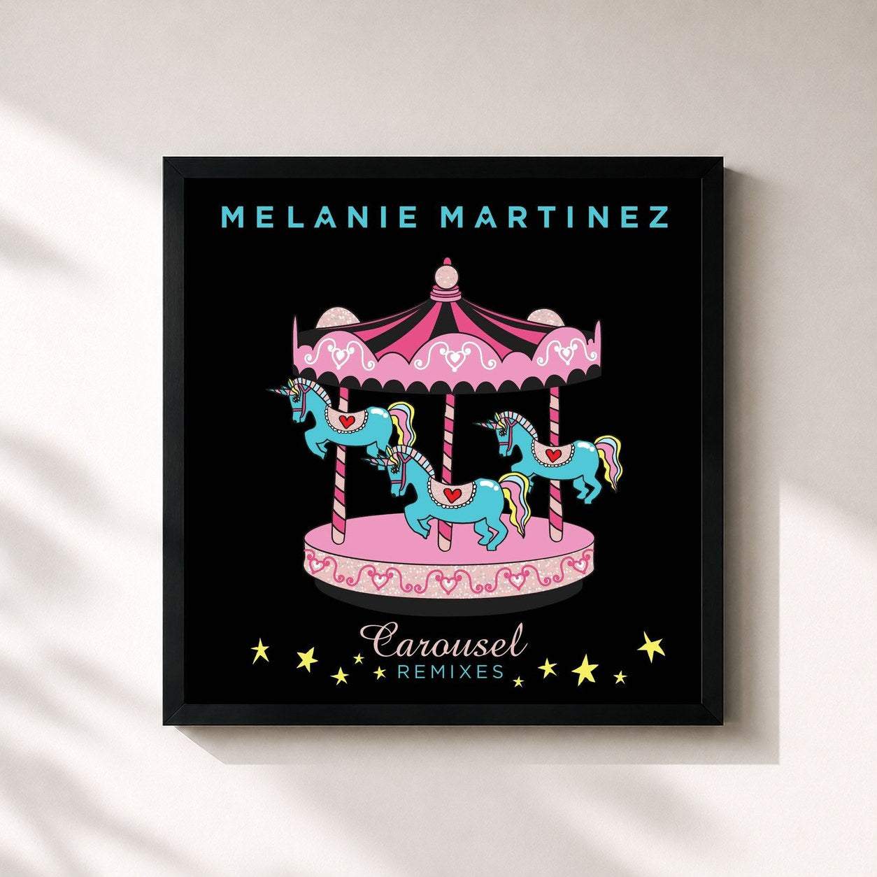#noir Tableau carré de l'album Carousel (The Remixes) de Melanie Martinez, cadre noir 32x32 cm
