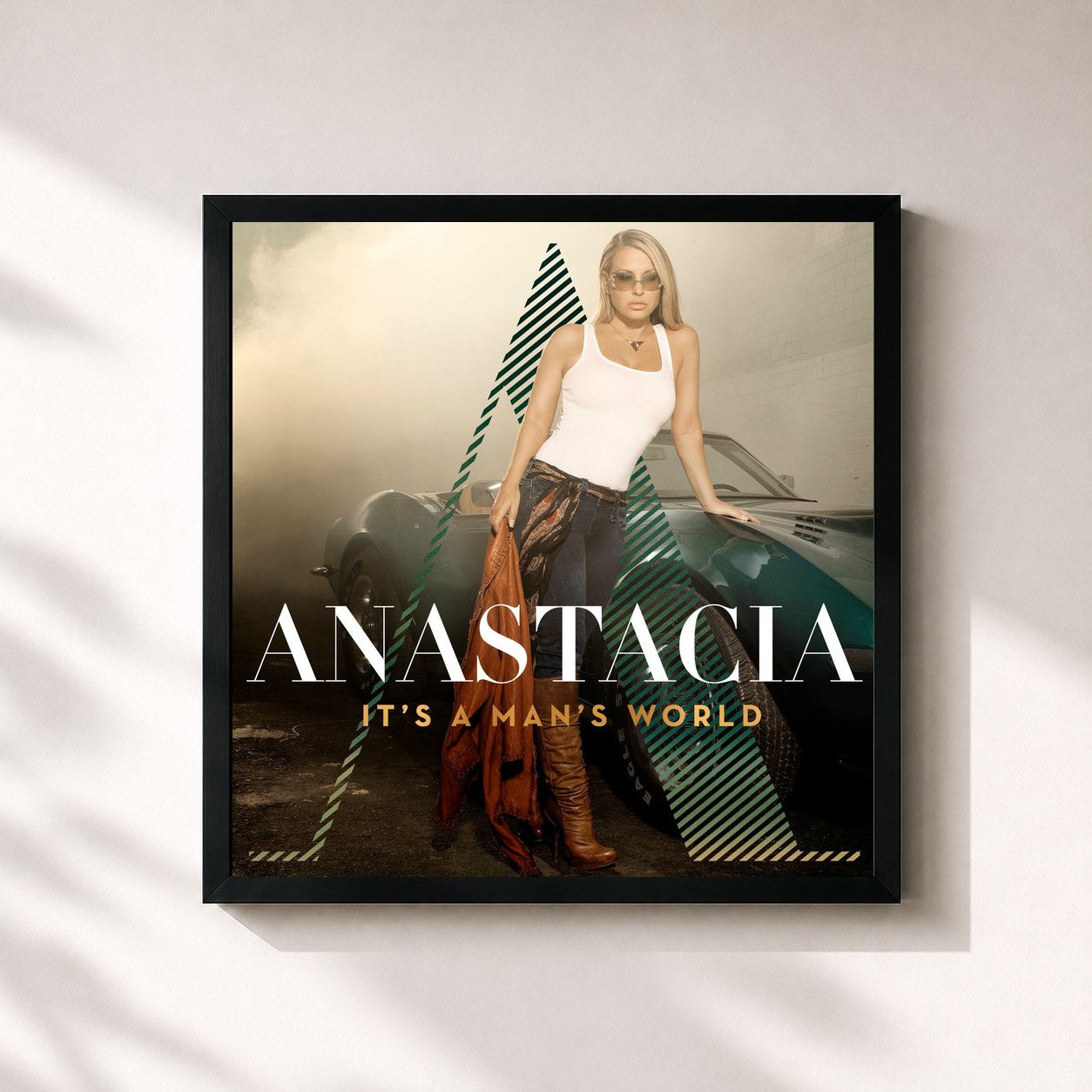 #noir Tableau carré de l'album It's a Man's World de Anastacia, cadre noir 32x32 cm