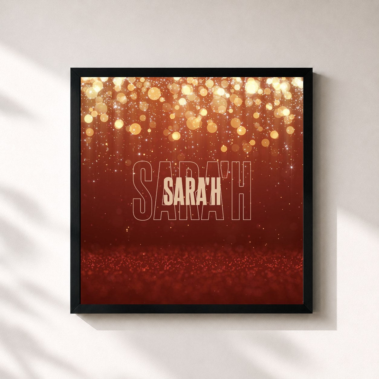 #noir Tableau carré de l'album Mon Noël de SARA’H, cadre noir 32x32 cm