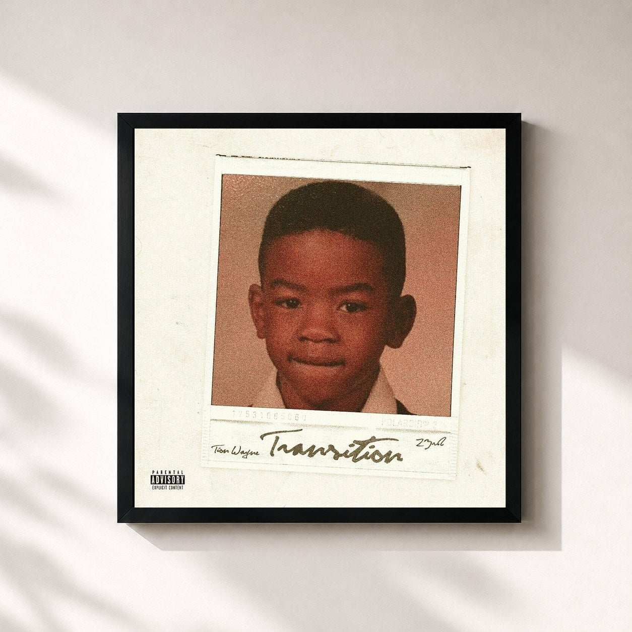 #noir Tableau carré de l'album Transition de Tion Wayne, cadre noir 32x32 cm