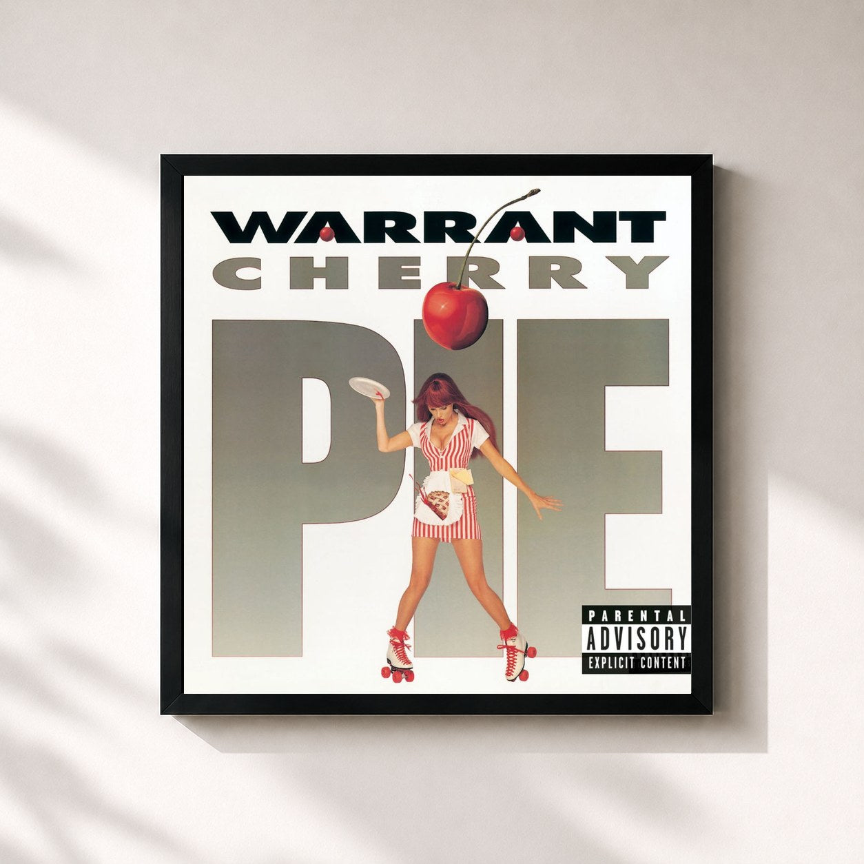 #noir Tableau carré de l'album Cherry Pie de Warrant, cadre noir 32x32 cm