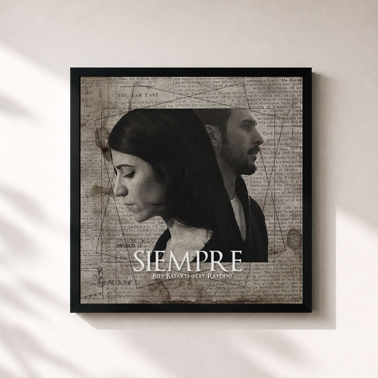 #noir Tableau carré de l'album Siempre de Bely Basarte, cadre noir 32x32 cm