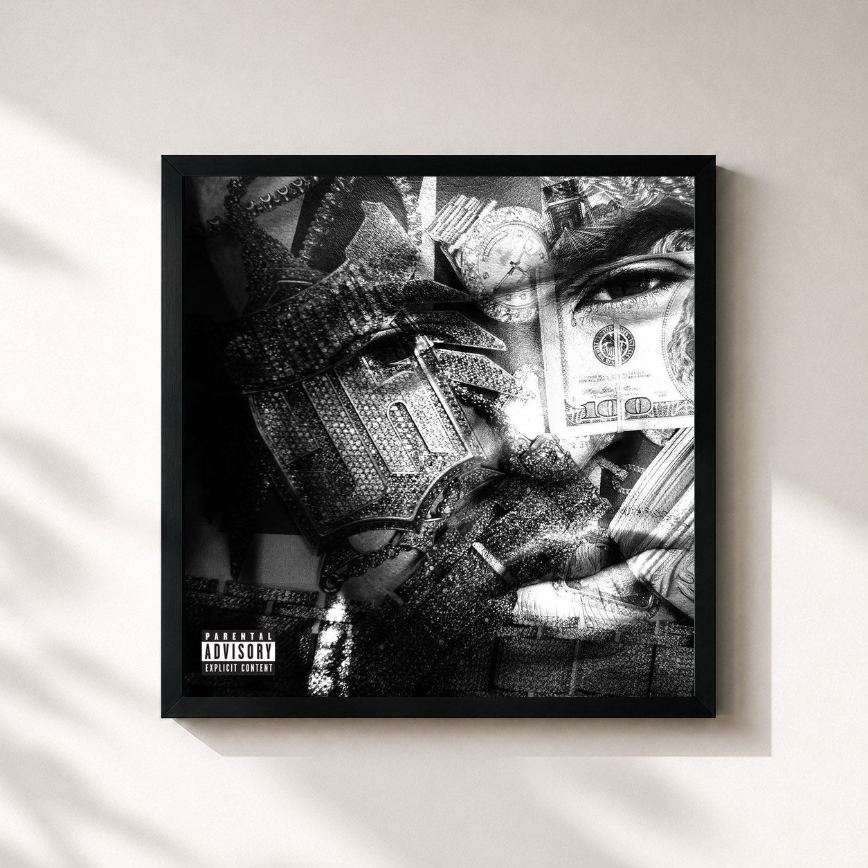 #noir Tableau carré de l'album I Still Am de Yo Gotti, cadre noir 32x32 cm