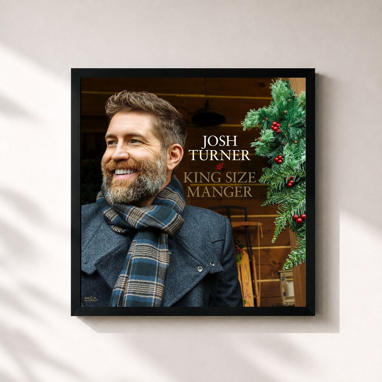 #noir Tableau carré de l'album King Size Manger de Josh Turner, cadre noir 32x32 cm