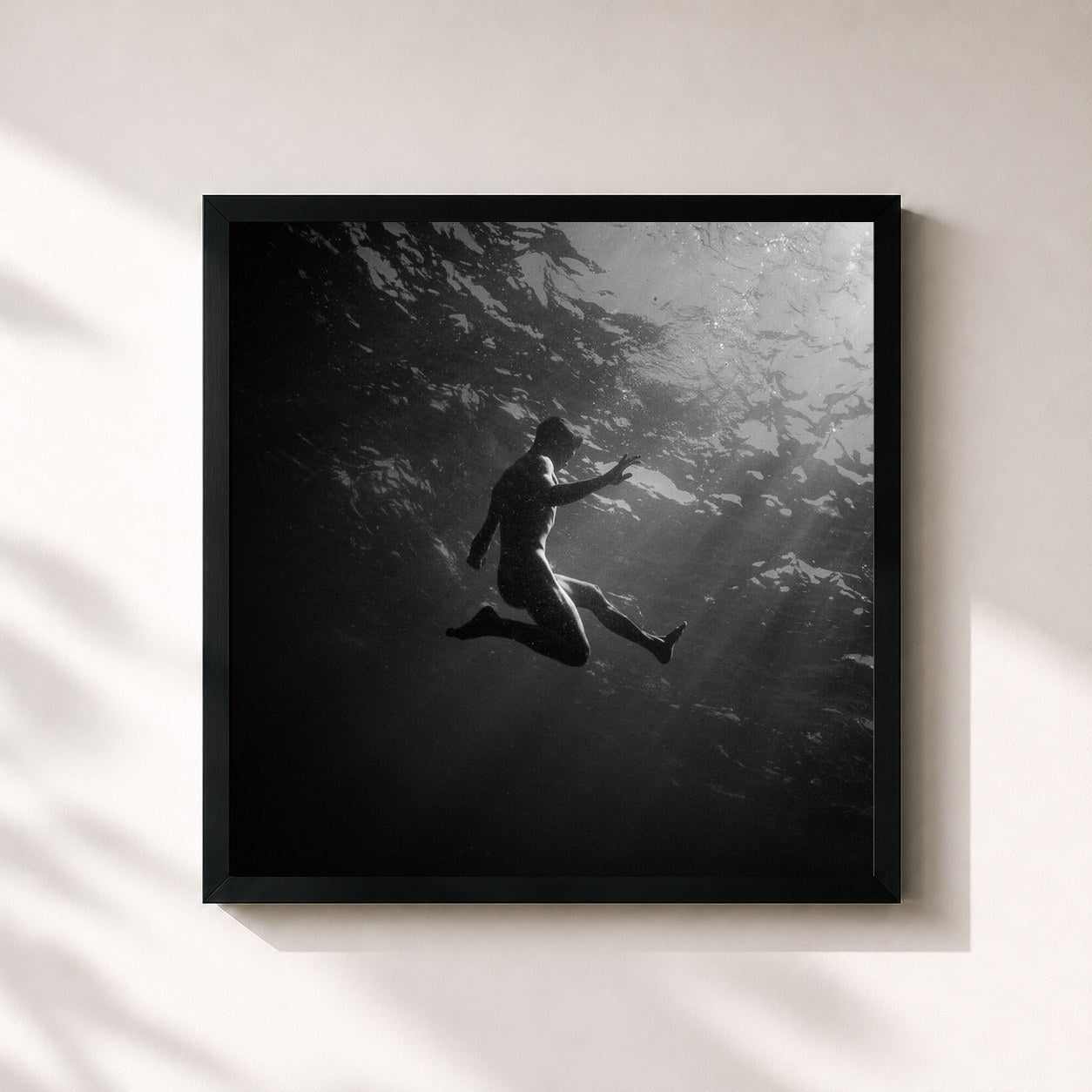 #noir Tableau carré de l'album Blu Celeste de BLANCO, cadre noir 32x32 cm