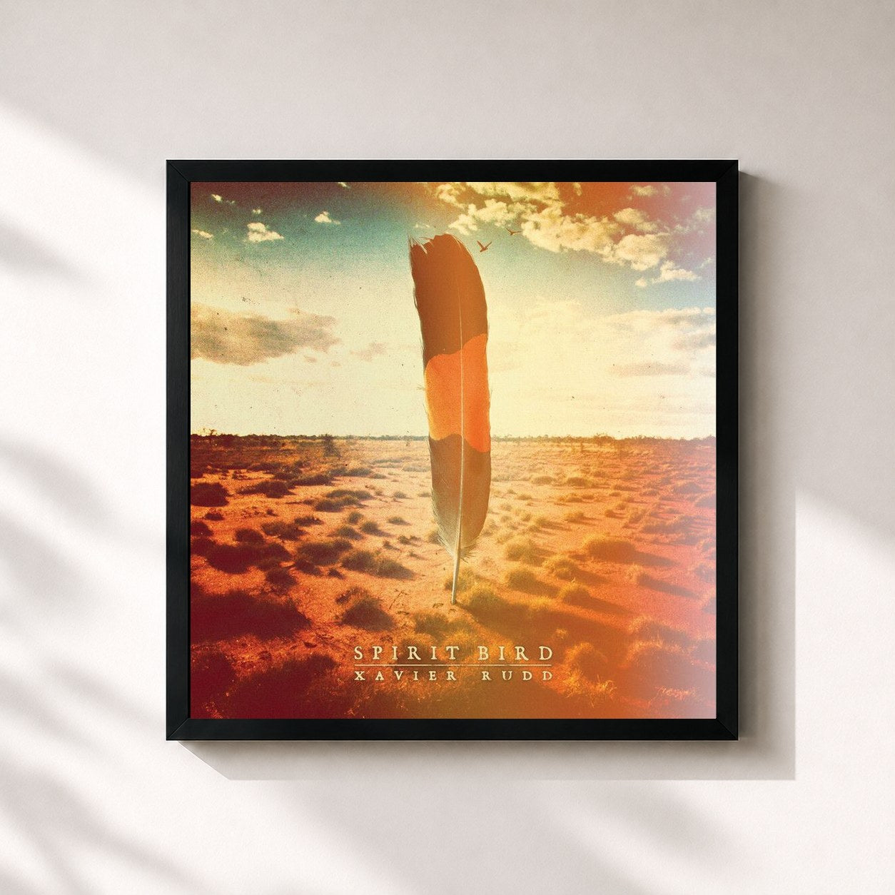 #noir Tableau carré de l'album Spirit Bird de Xavier Rudd, cadre noir 32x32 cm