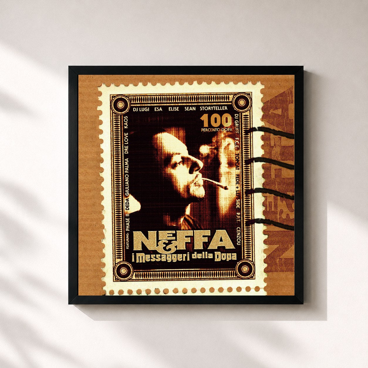#noir Tableau carré de l'album Neffa E I Messaggeri Della Dopa (Remastered 2021) de Neffa, cadre noir 32x32 cm