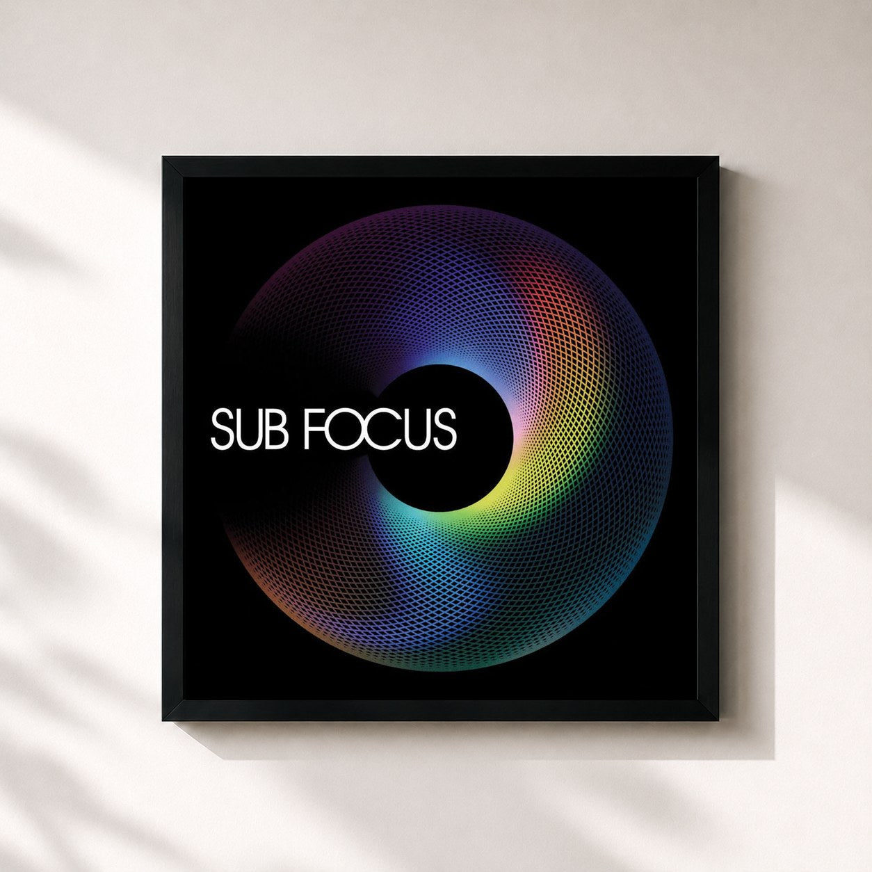 #noir Tableau carré de l'album Sub Focus de Sub Focus, cadre noir 32x32 cm