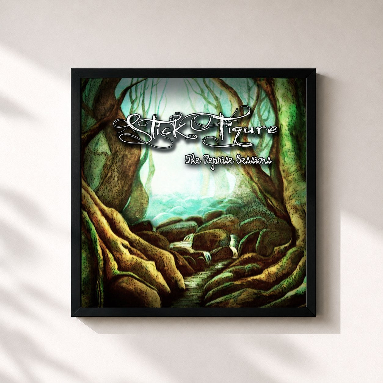 #noir Tableau carré de l'album The Reprise Sessions de Stick Figure, cadre noir 32x32 cm