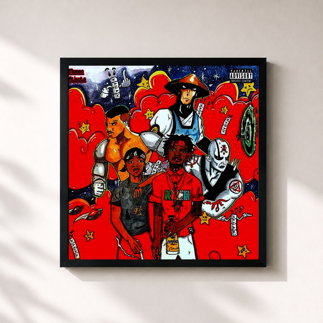 #noir Tableau carré de l'album Dt Spacely Made This de Rich Homie Quan, cadre noir 32x32 cm