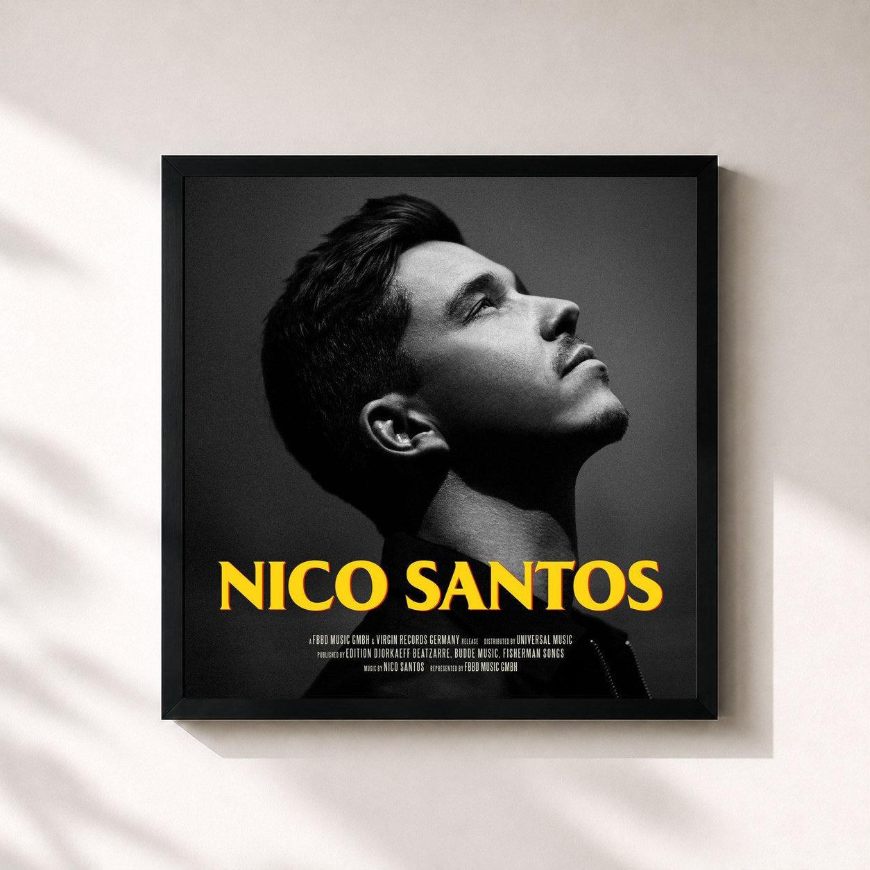 #noir Tableau carré de l'album Nico Santos de Nico Santos, cadre noir 32x32 cm