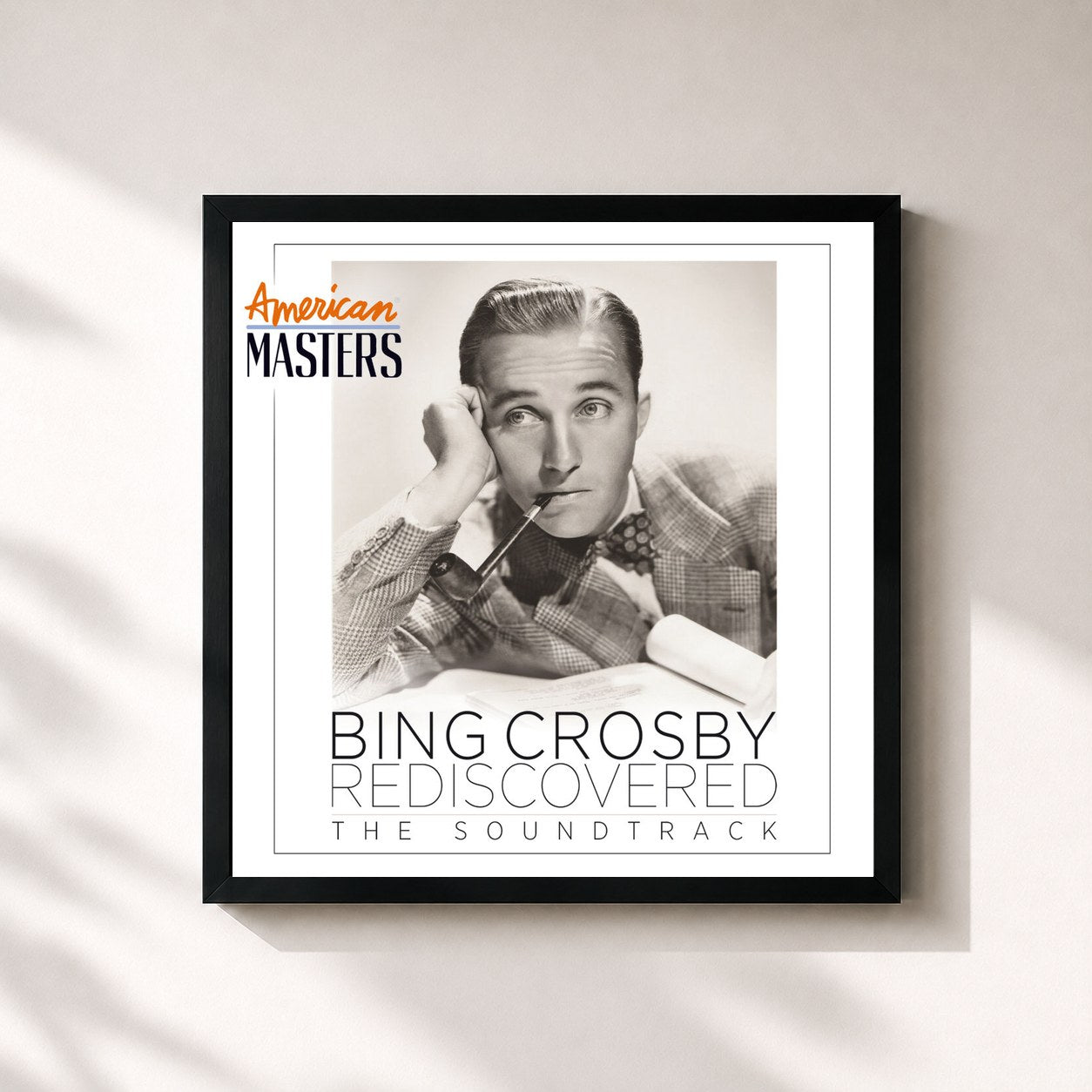 #noir Tableau carré de l'album Bing Crosby Rediscovered: The Soundtrack (American Masters) de Bing Crosby, cadre noir 32x32 cm