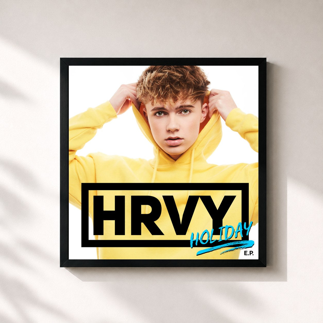 #noir Tableau carré de l'album Holiday - EP de HRVY, cadre noir 32x32 cm